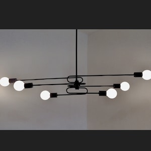Moderne zwarte gekruiste kroonluchter - handgemaakte 6-lamps hanglamp