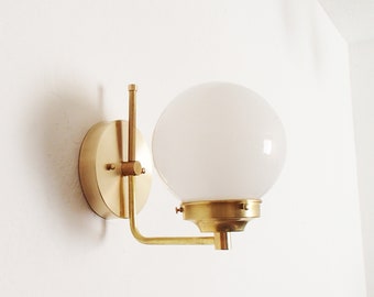 Brass Modern Sconce - Minimalist - Glass Globe Shade - Bedside - Entryway Light - Rustic - Hallway - Kitchen Lighting - Bathroom - UL Listed