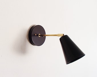 Modern Extended Wall Sconce - Mid Century - Atomic - Swivel Cone Shade - Bedroom Lighting - Bathroom - Contemporary