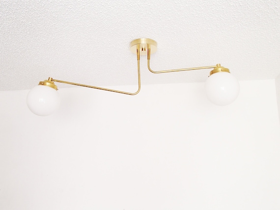 Modern Flush Mount Brass Contemporary Light Glass Globe Shades