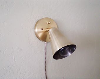 Plug-In Atomic Single Cone Wall Sconce Mid Century Modern