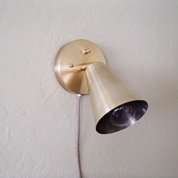 Plug-In Atomic Single Cone Wall Sconce Mid Century Modern