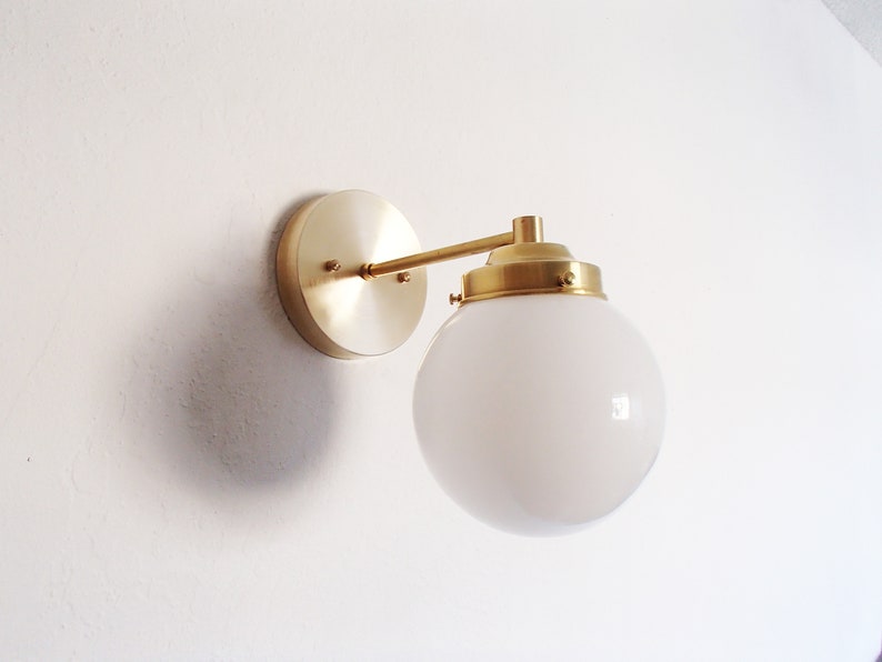 Minimalist Wall Sconce Bedside Bathroom Lighting Entryway Glass Shades Orb Modern Brass Bedroom Hallway UL Listed image 1