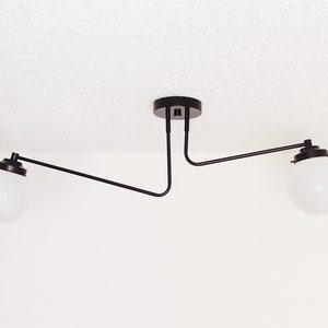 Modern Flush Mount - Brass Contemporary Light - Glass Globe Shades - Bathroom Living Room - UL Listed