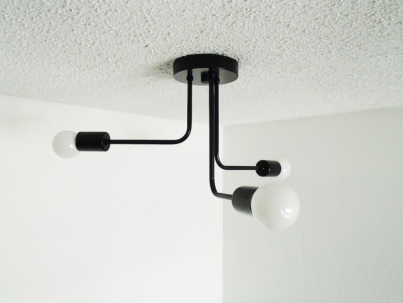 Modern Flush Mount Black Ceiling Light Asymmetrical Cer Living Room Bedroom Lighting Chrome Bathroom Brass