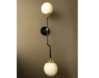 Modern Globe Orb Sconce Two Arm Offset Wall Light Handmade UL Listed