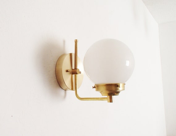 Brass Modern Sconce - Minimalist - Glass Globe Shade - Bedside - Entryway Light - Rustic - Hallway - Kitchen Lighting - Bathroom - UL Listed