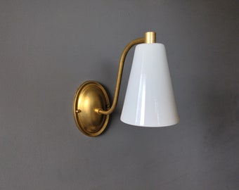 Brass Wall Light Sconce Cone Shade Contemporary Minimalist UL