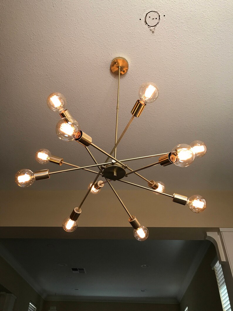 Gran luz de techo moderna lámpara de araña espiral de latón | Etsy