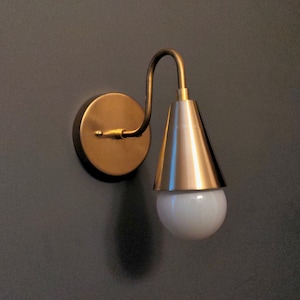Modern Brass Cone Wall Sconce Atomic Mid Century Bathroom Light Reading Lamp Entryway
