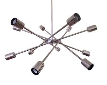 Starburst Chandelier - Modern Ceiling Light - 12 Arm Spiral - Dining Room Light - Living Room - Mid Century - Bedroom Light - UL Listed