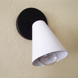 Atomic Two Tone Single Cone Wall Sconce Mid Century Modern Vanity UL Listed