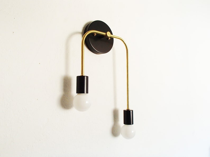 Contemporary Wall Sconce Minimalist Light Modern Bathroom Hallway Lighting Kitchen Bedroom Living Room Rustic UL Listed Black & Brass