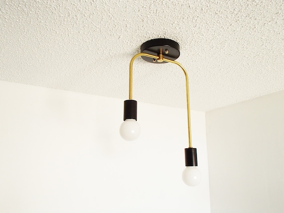 Minimalist Flush Mount Contemporary Ceiling Light Twin Arm