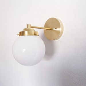 Minimalist Wall Sconce Bedside Bathroom Lighting Entryway Glass Shades Orb Modern Brass Bedroom Hallway UL Listed image 3