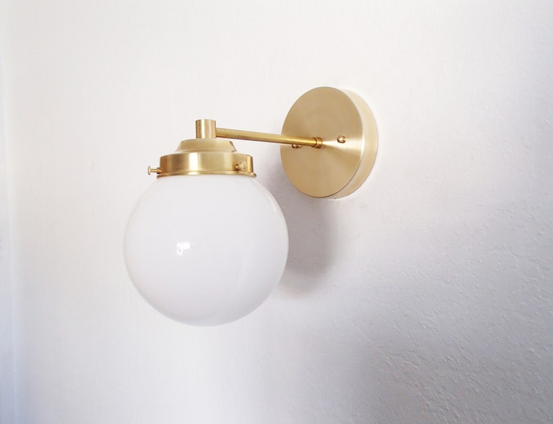 Minimalist Wall Sconce Bedside Bathroom Lighting Entryway Glass Shades Orb Modern Brass Bedroom Hallway UL Listed image 3