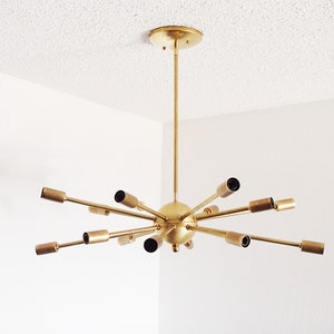 Atomic 16 arm Brass Sputnik Starburst Chandelier UL LISTED image 1