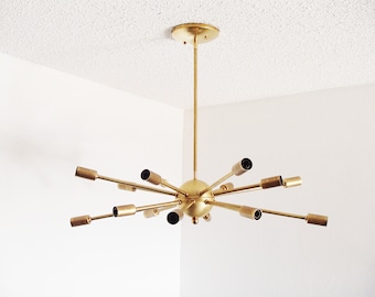 Atomic 16 arm Brass Sputnik Starburst Chandelier UL LISTED