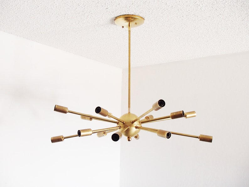 Atomic 16 arm Brass Sputnik Starburst Chandelier UL LISTED image 1