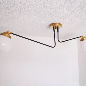 Twin Arm Globe Shaded Flush Mount Ceiling Light Atomic Modern Orb UL Listed