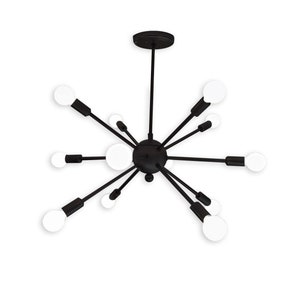Sputnik Chandelier - 12 Arm - Starburst - Modern  - Atomic - Dining Room - Living Room - Kitchen Lighting - Mid Century - UL LISTED
