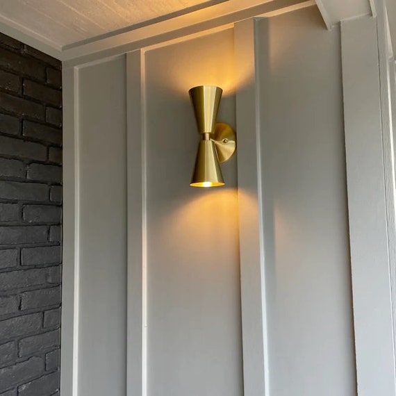 Double Cone Brass Bowtie Wall Sconce Modern UL Listed Etsy
