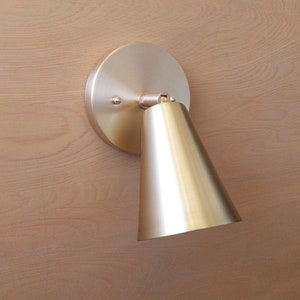 Atomic Single Cone Wall Sconce Mid Century Modern UL LISTED Brushed Brass