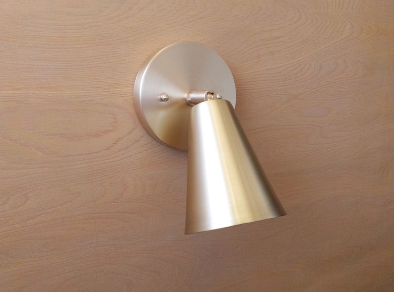 Atomic Single Cone Wall Sconce Mid Century Modern UL LISTED Brushed Brass