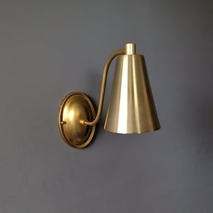 Brass Wall Sconce Cone Shade Atomic Minimalist Modern UL