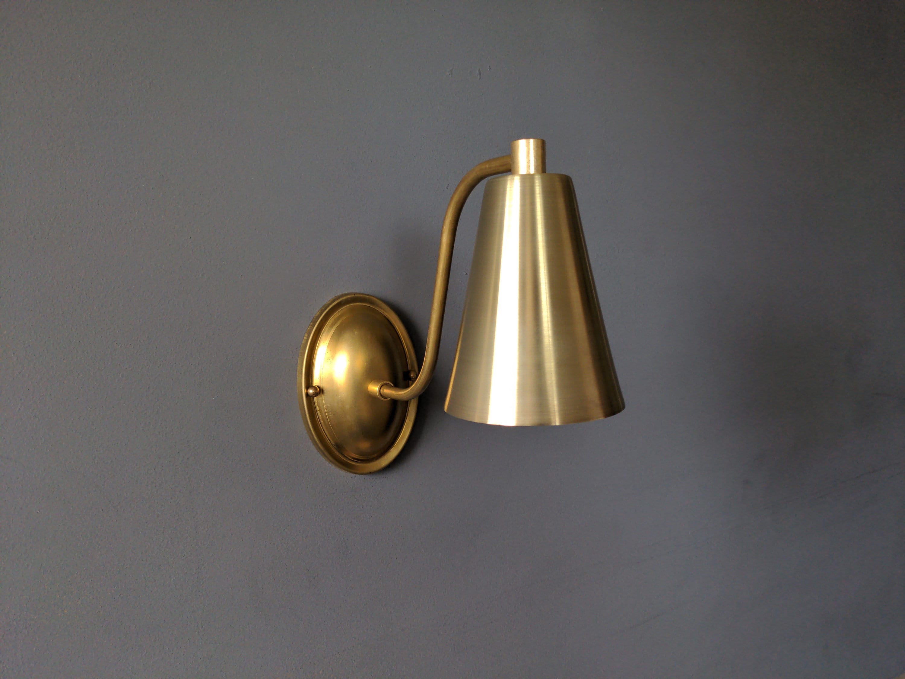 Brass Wall Sconce Cone Shade Atomic Minimalist Modern UL