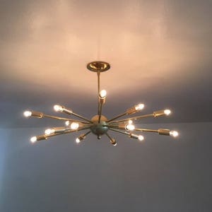 Atomic 16 arm Brass Sputnik Starburst Chandelier UL LISTED image 2