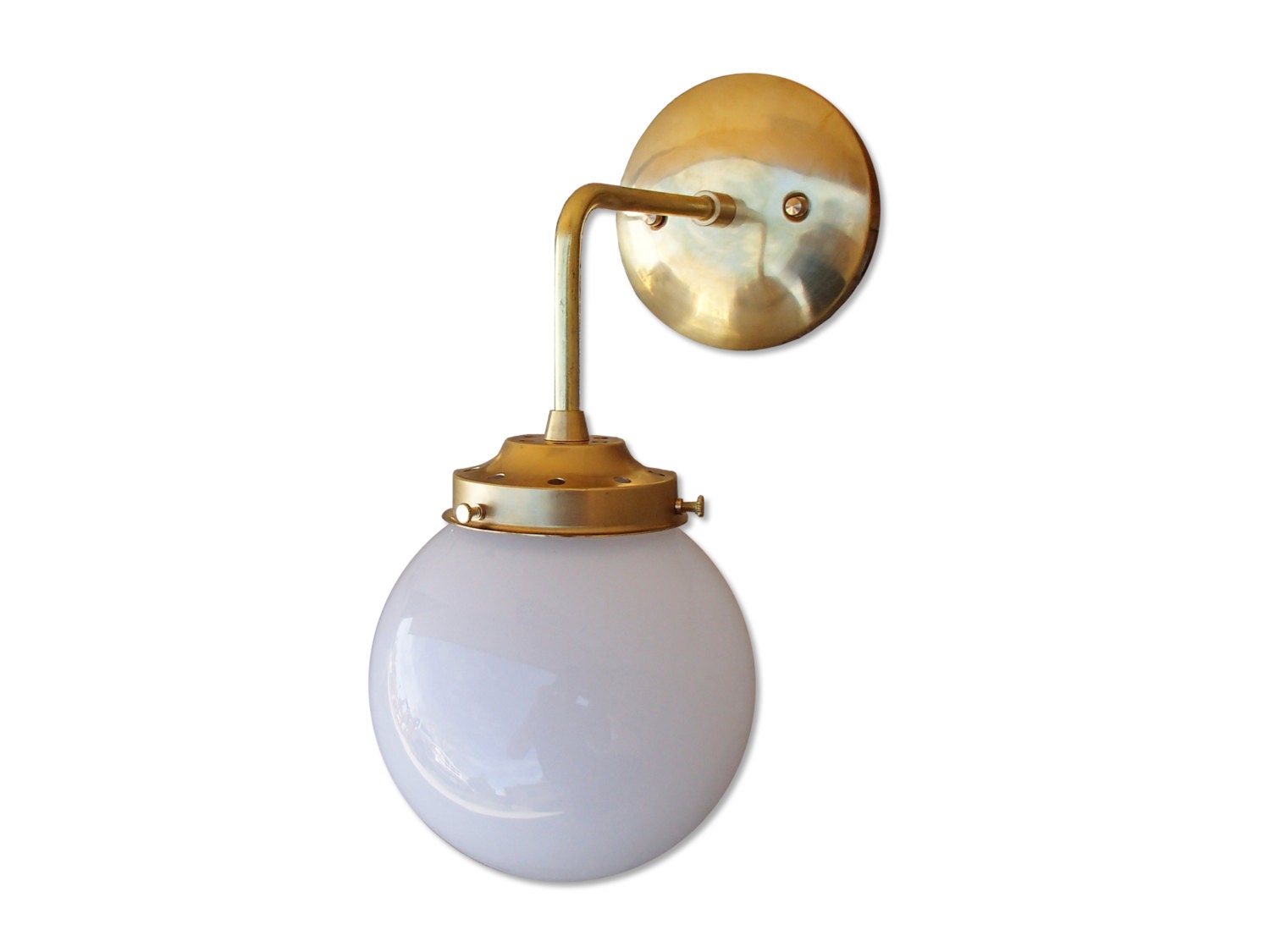 Brass Wall Sconce Glass Globe Shade Entryway Lighting Bathroom