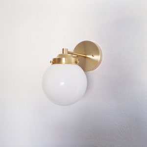 Minimalist Wall Sconce Bedside Bathroom Lighting Entryway Glass Shades Orb Modern Brass Bedroom Hallway UL Listed image 2