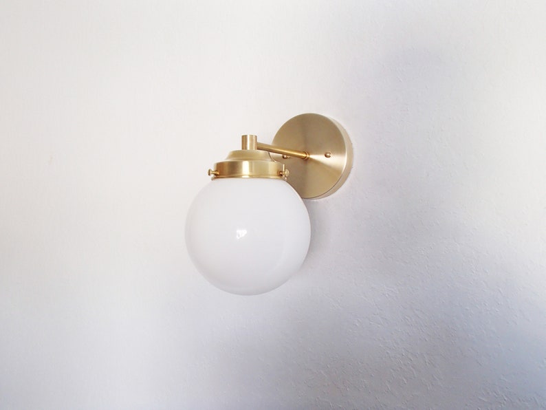 Minimalist Wall Sconce Bedside Bathroom Lighting Entryway Glass Shades Orb Modern Brass Bedroom Hallway UL Listed image 2