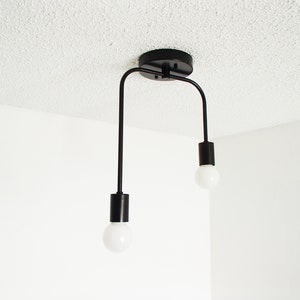 Modern Flush Mount Light - Twin Arm Asymmetrical - Bathroom - Dining Room - Living Room - Bedroom Light - Hallway - UL LISTED