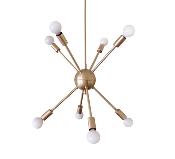 Atomic 8 Arm Sputnik - Starburst Chandelier - Modern Ceiling Light - Dining Room Light - Mid Century - Vintage - UL Listed