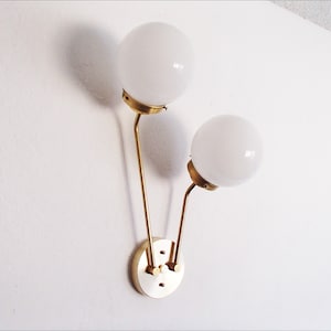 Contemporary Wall Sconce - Modern Brass - Globe Orb Shaded - Minimalist - Living Room - Dining - Hallway - Entryway - UL Listed