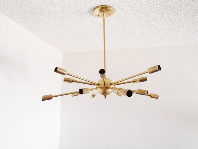 Atomic 16 arm Brass Sputnik Starburst Chandelier UL LISTED image 6