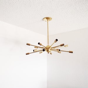 Atomic 16 arm Brass Sputnik Starburst Chandelier UL LISTED image 4