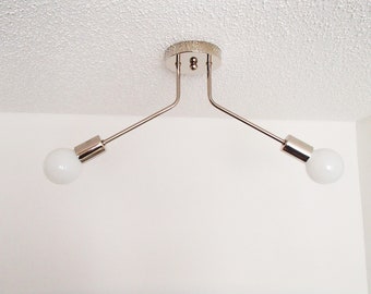 Twin Arm Flush Mount - Modern Ceiling Light - Atomic - Bathroom - Dining Room Lighting - Hallway - Kitchen - Bedroom Light - UL Listed