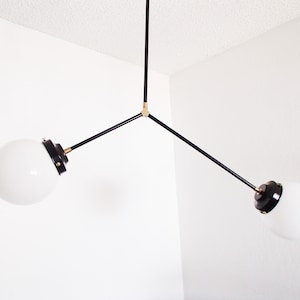 Brass Modern Ceiling Light - Twin Arm - Minimalist - Dining - Living Room - Globe Shades - Kitchen - Bathroom - Bedroom Lighting - UL Listed