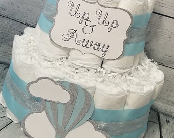Hot Air Balloon Diaper Cake: 3-Tier Baby Shower Centerpiece