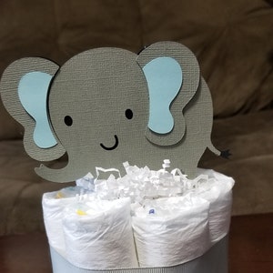 Mini Diaper Cake - Pink Yellow Blue Elephant Theme Diaper Cake for Baby Boy Shower Centerpiece - Personalized Gift - Baby Boy Diaper Cake