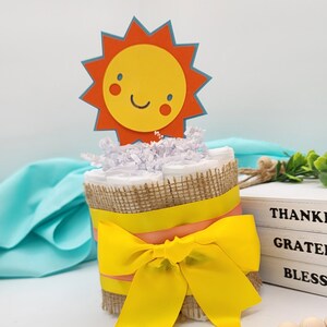 Mini Diaper Cake: Here Comes the Son Theme, Turquoise Coral Yellow