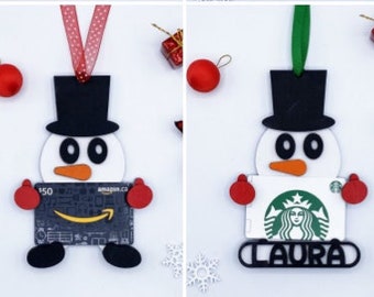 Customized Gift Card Ornaments Christmas Santa, Snowman, Rudolph Reindeer, GingerBread, Elf, Gnome Personalized Name Ornaments