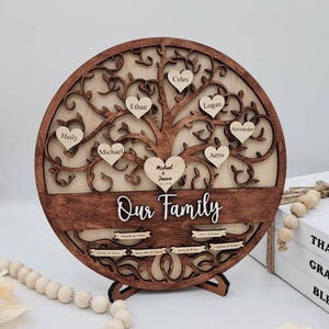 Personalized Family Tree Plaque: Custom Laser Engraved Wood Sign