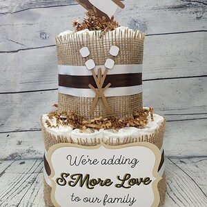 S'More Love Diaper Cake: Burlap Campfire Baby Shower Centerpiece image 2