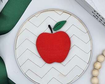 Apple with optional Customization - 6" Round INSERT ONLY - Apple Sign, Home Decor, Signs for Interchangeable Round Frame