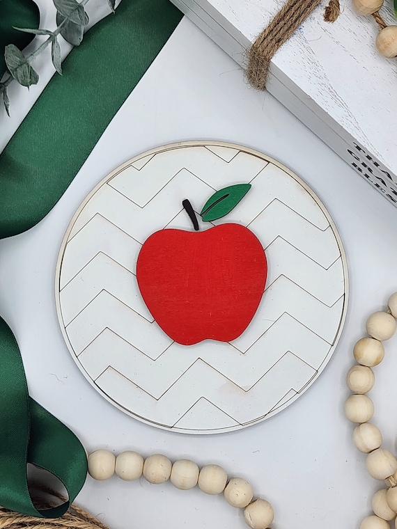 Apple with optional Customization - 6" Round INSERT ONLY - Apple Sign, Home Decor, Signs for Interchangeable Round Frame