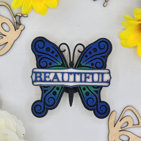 Beautiful Butterfly Car Vent Clip with Diffuser foam pad Blue Green- Simple Gifts, 3" Wood decor, Mothers Day Gift Grandparents Gift Home